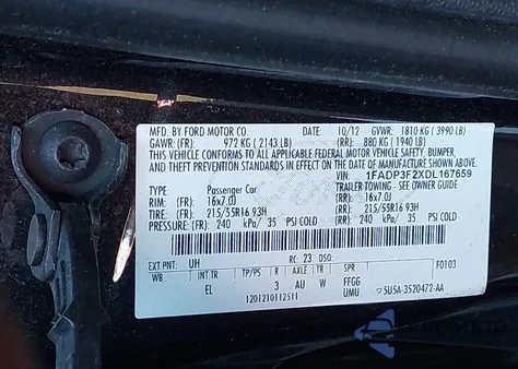 2013 Ford Focus Se из США, поврежденный, VIN 1FADP3F2XDL167659